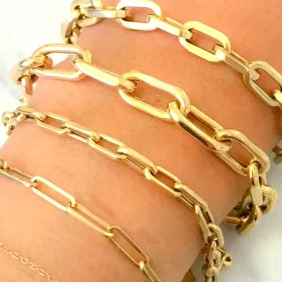 NEW Women’s 14k Gold Filled‎ Paperclip Adjustable Bangle Bracelet